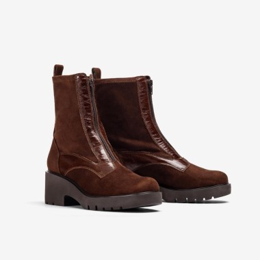 Botín Cremallera en ante  marrón