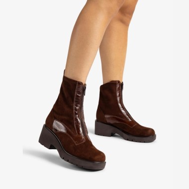 Botín Cremallera en ante  marrón