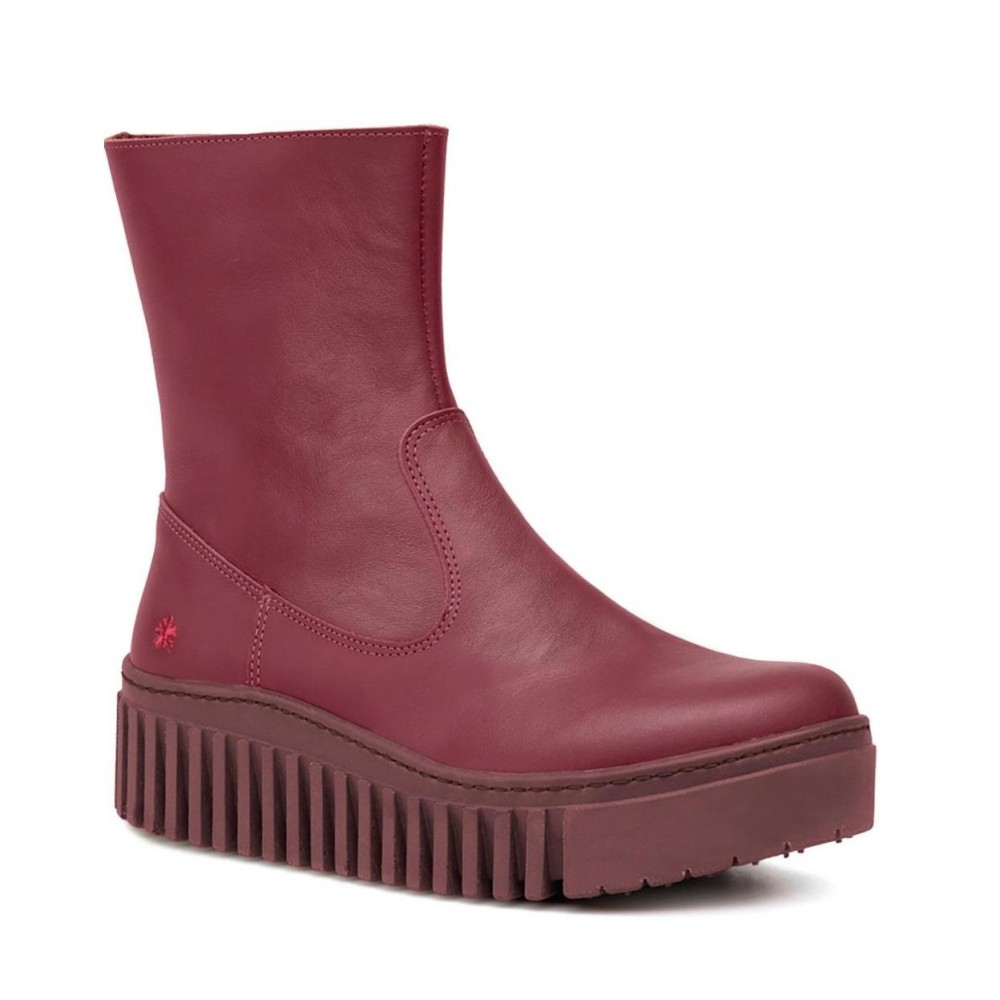 Botín plano burdeos