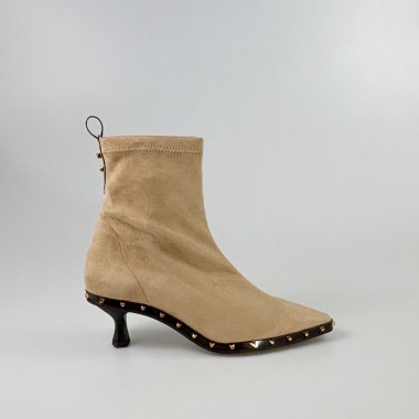 Botín Perlín elástico efecto ante beige