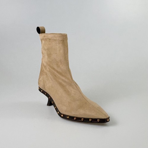 Botín Perlín elástico efecto ante beige