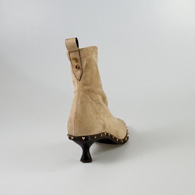 Botín Perlín elástico efecto ante beige