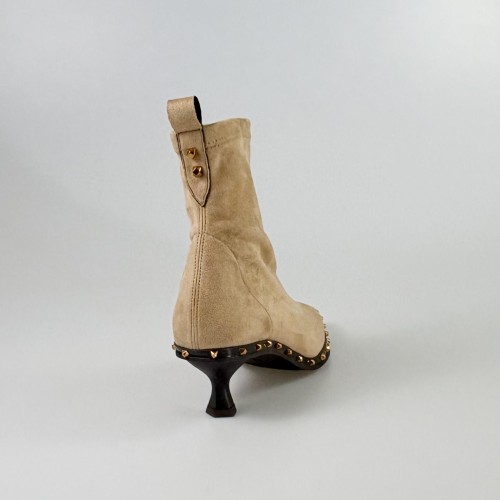 Botín Perlín elástico efecto ante beige